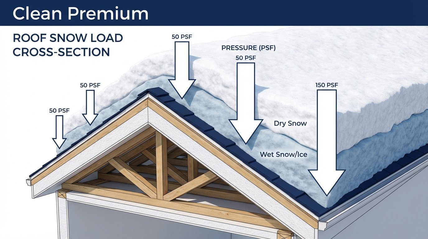 3d diagram roof snow layers
