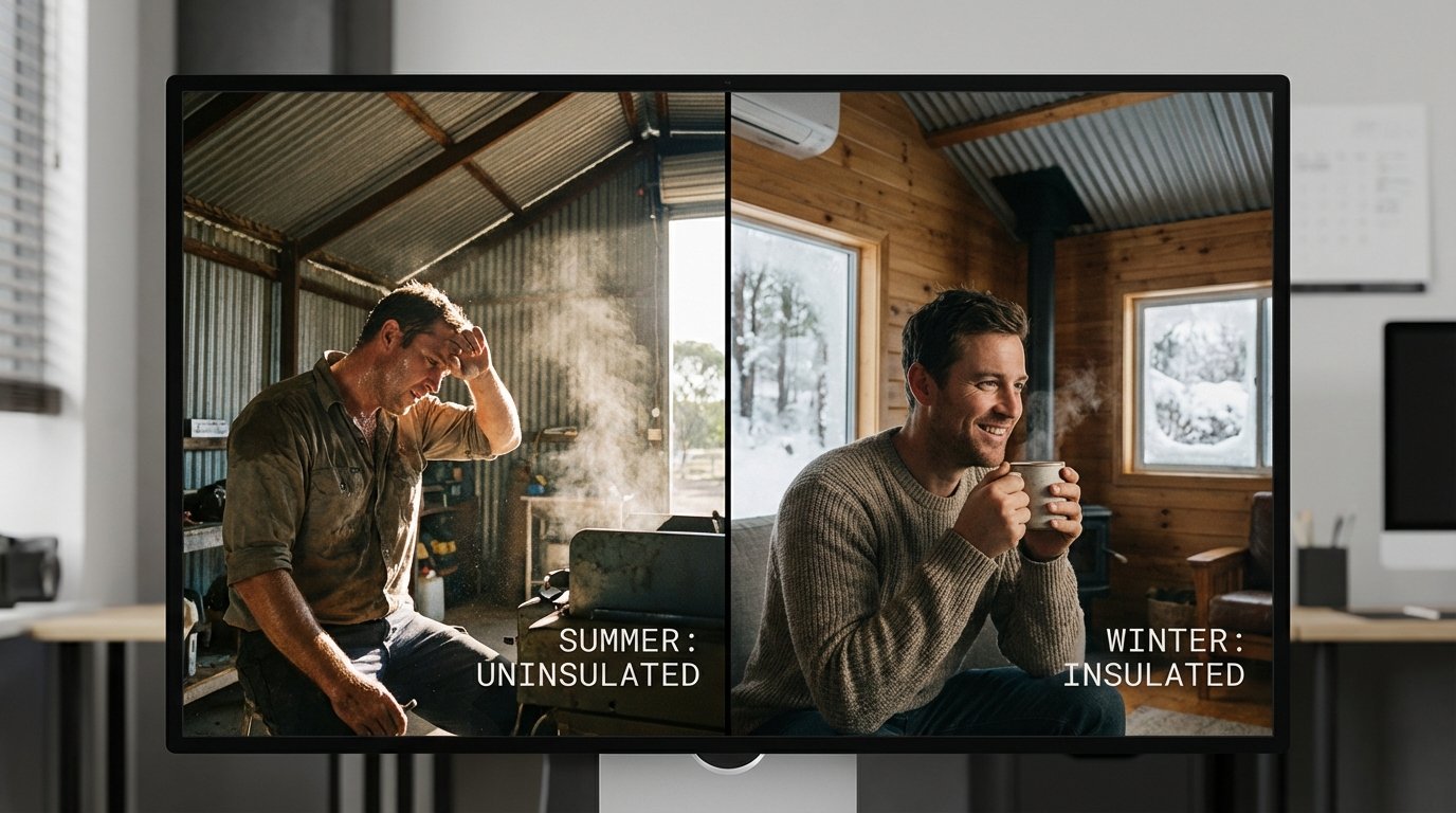 Man in summer heat winter