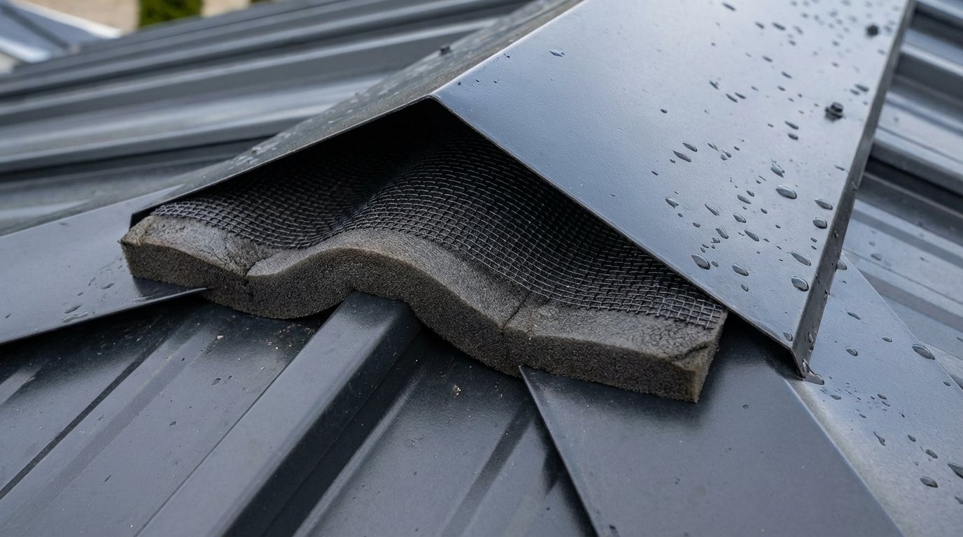 Profile vented closure on roof