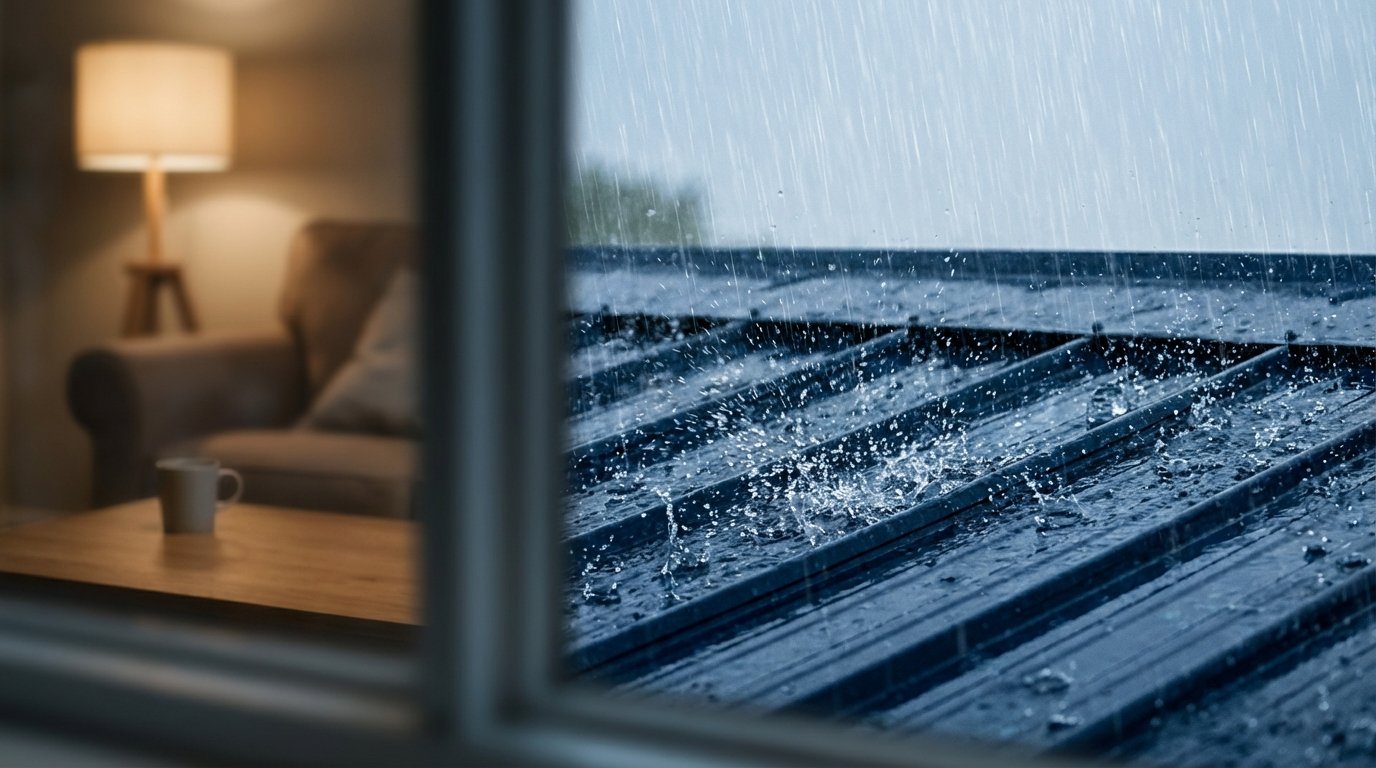 rain fall in navy roof