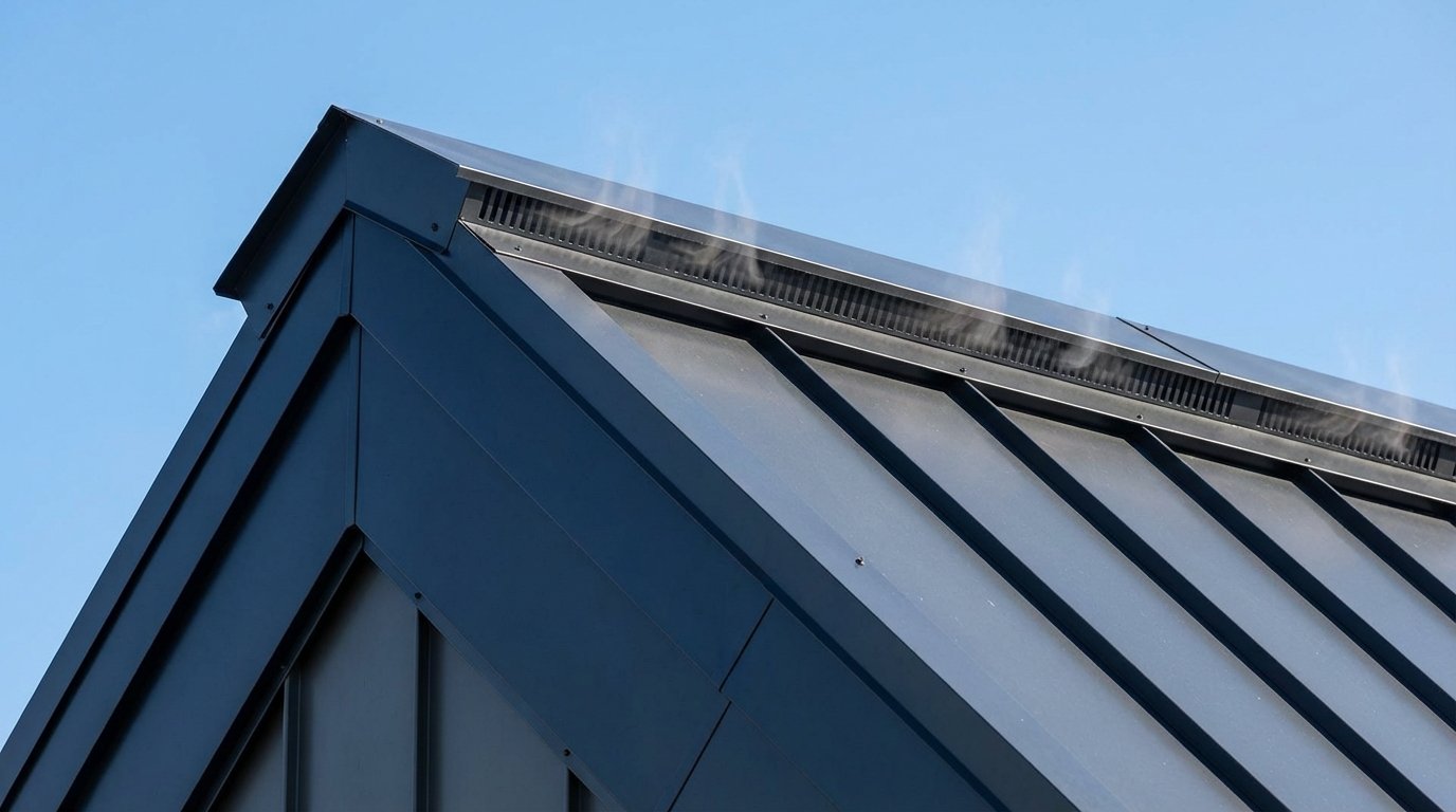 Ridge vent on metal roof
