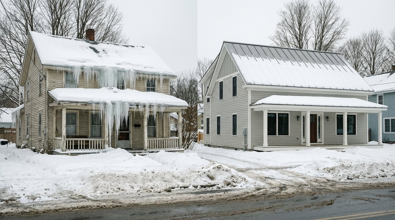 Two houses in winter new york