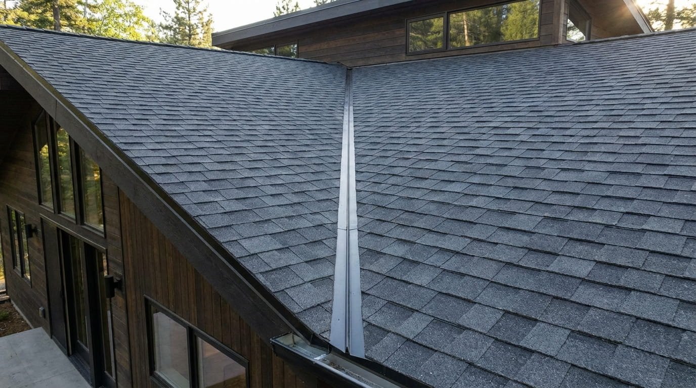 Woven roof valley pattern using traditional three-tab shingles
