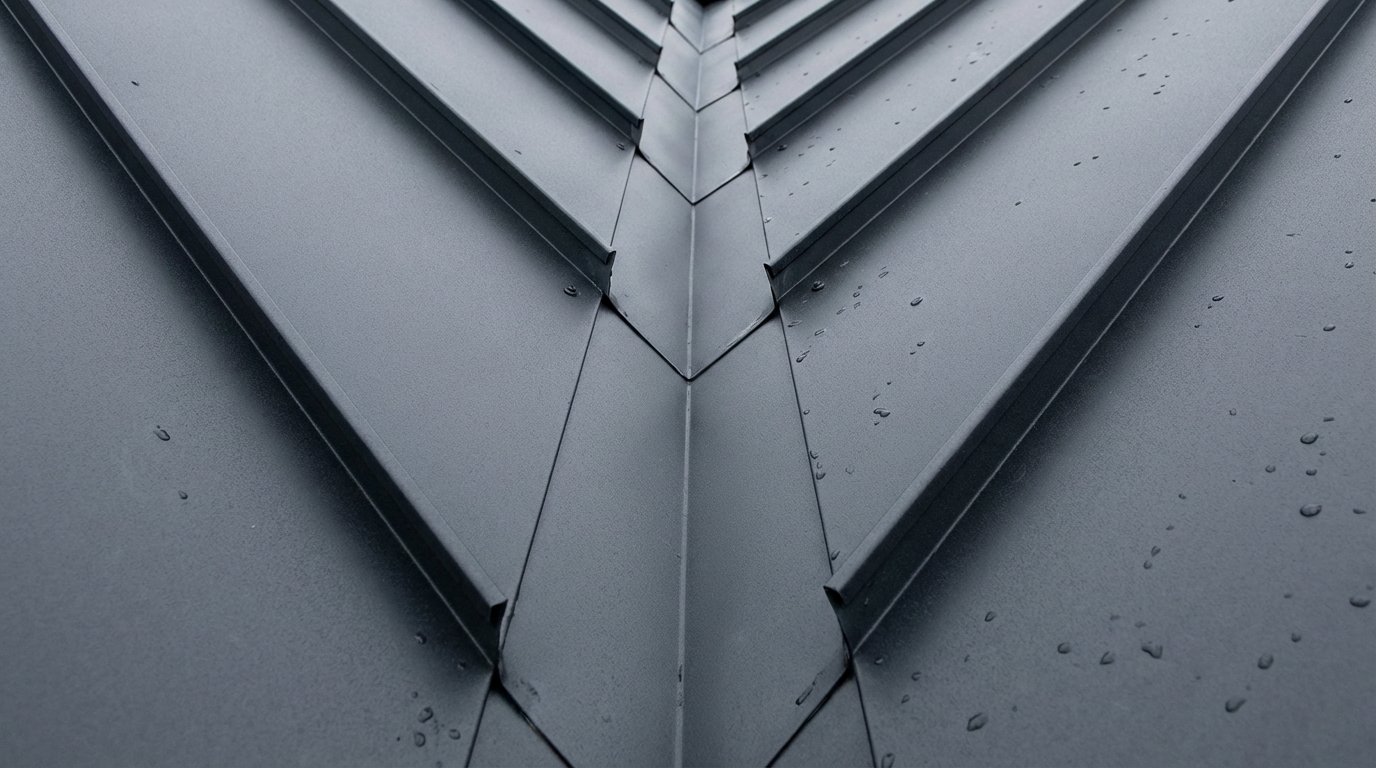 Compatible metal valley flashing for standing seam roofing
