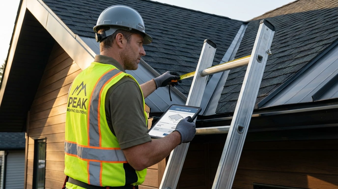 Professional roofer providing roof valley replacement cost estimate
