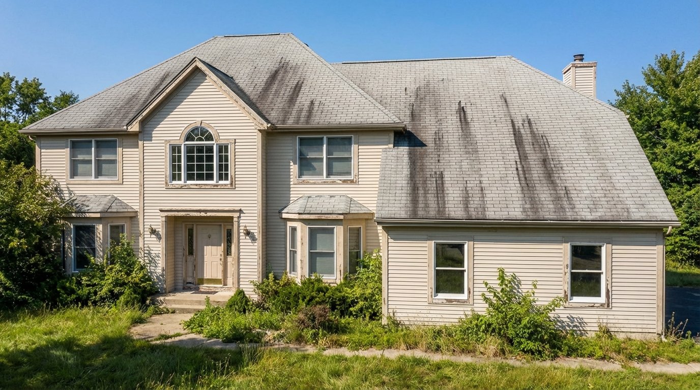 luxury house with dark streaks