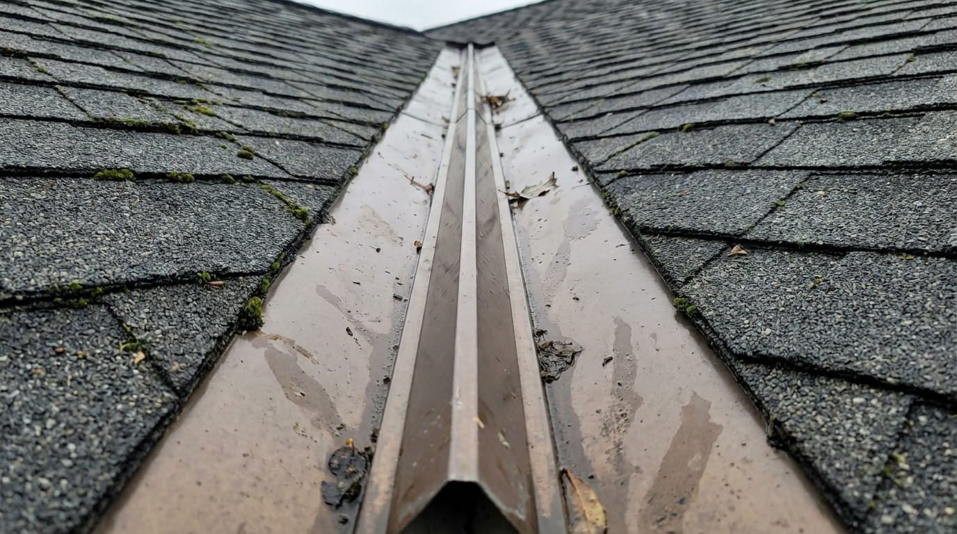 Open roof valley installation with aluminum metal flashing