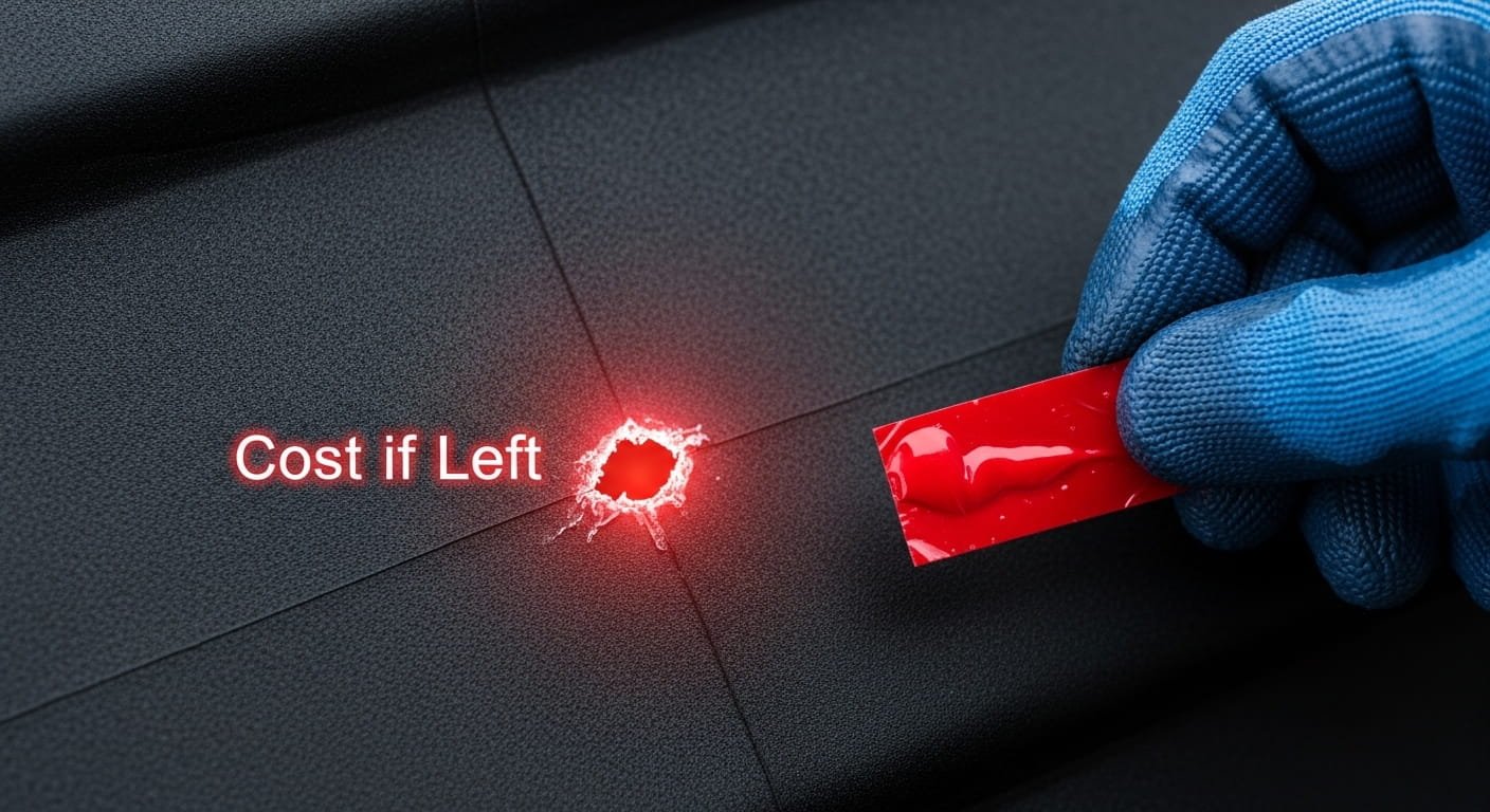 A macro close-up of a curb-mounted HVAC unit on a flat roof.