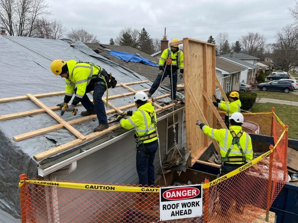 Emergency roofing ensuring safety by stabilizing damaged roof structure