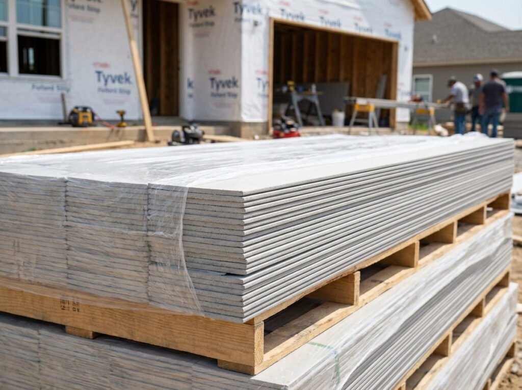 Stacked siding materials